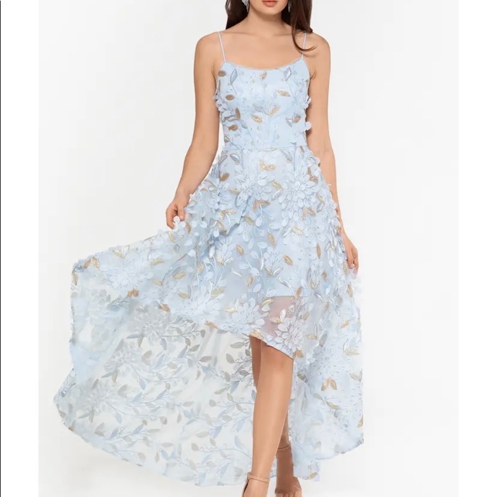 XSCAPE Light Blue 3D Floral Dress